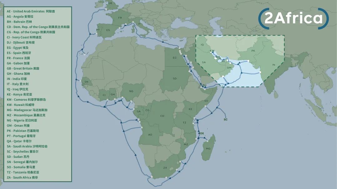 2Africa成全球最长海缆，新分支延至波斯湾、巴基斯坦及印度